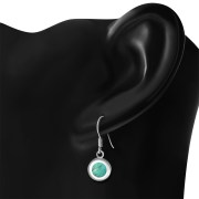 Turquoise Round Silver Earrings - e360